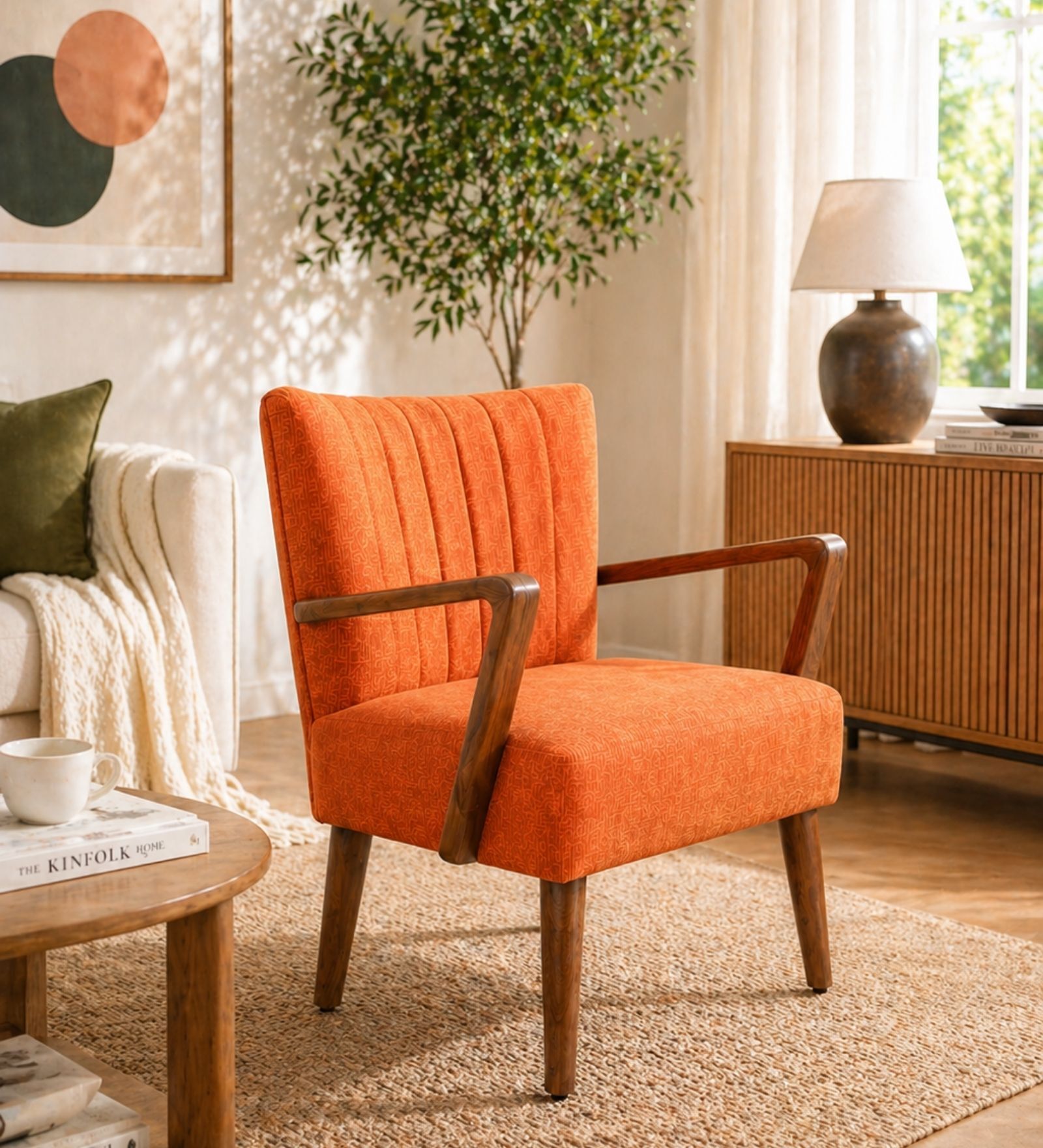 Swan Arm Chair In Orange Colour