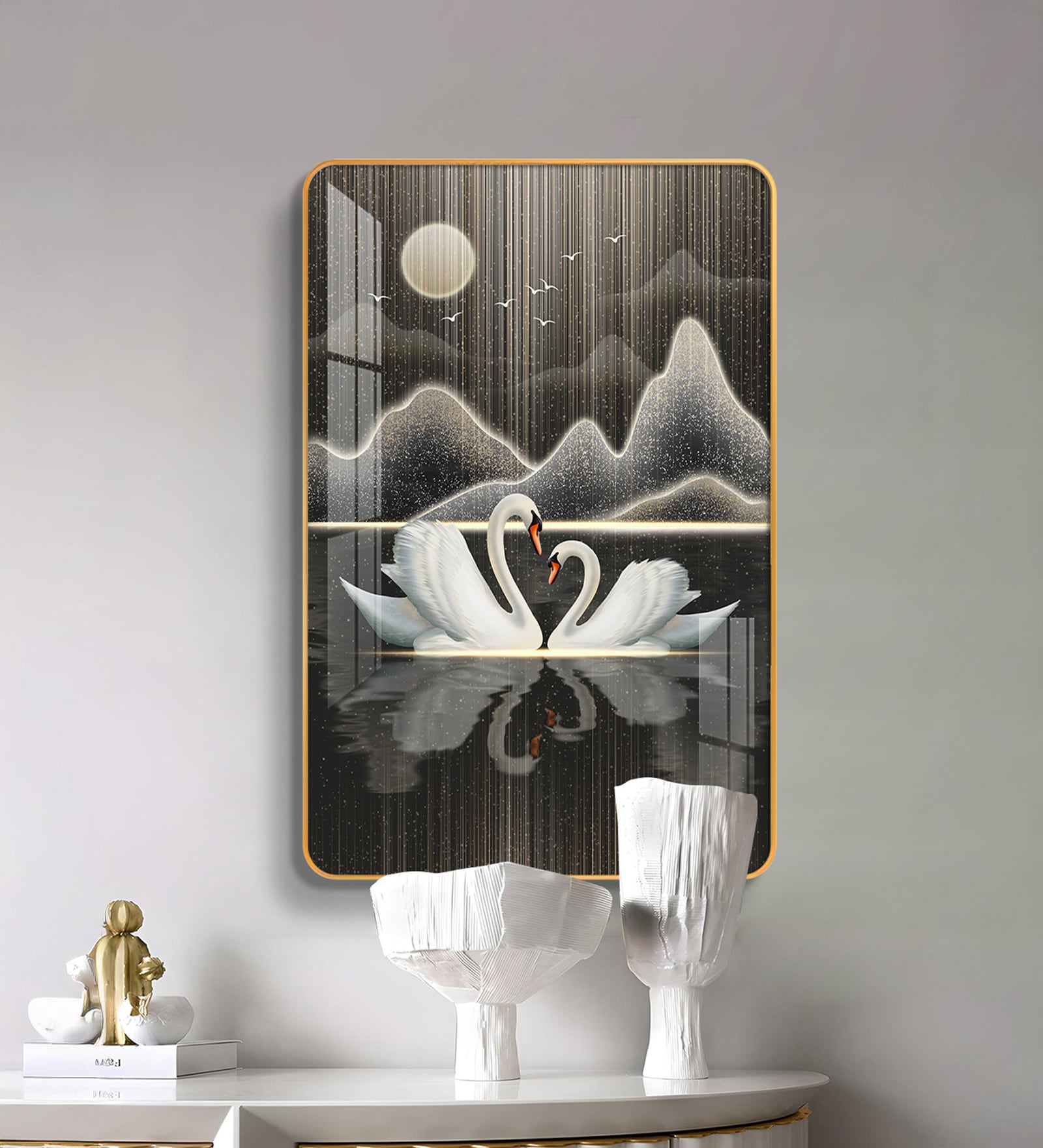 Swan Serenade MDF Wood Acrylic Wall Art
