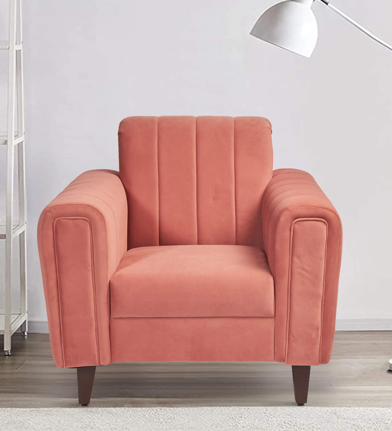 Swank Fabric 1 Seater Sofa In Peach Colour