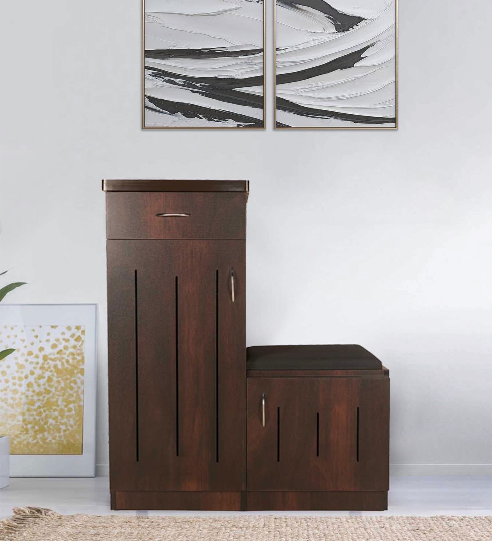 Buy Swann Shoe Rack with Seating in Walnut Finish at 17% OFF by Solace ...