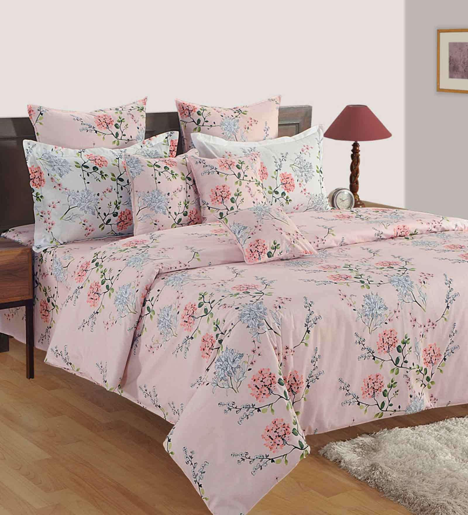 Pink Cotton 180TC Fitted King Size Bedsheet Gift Set
