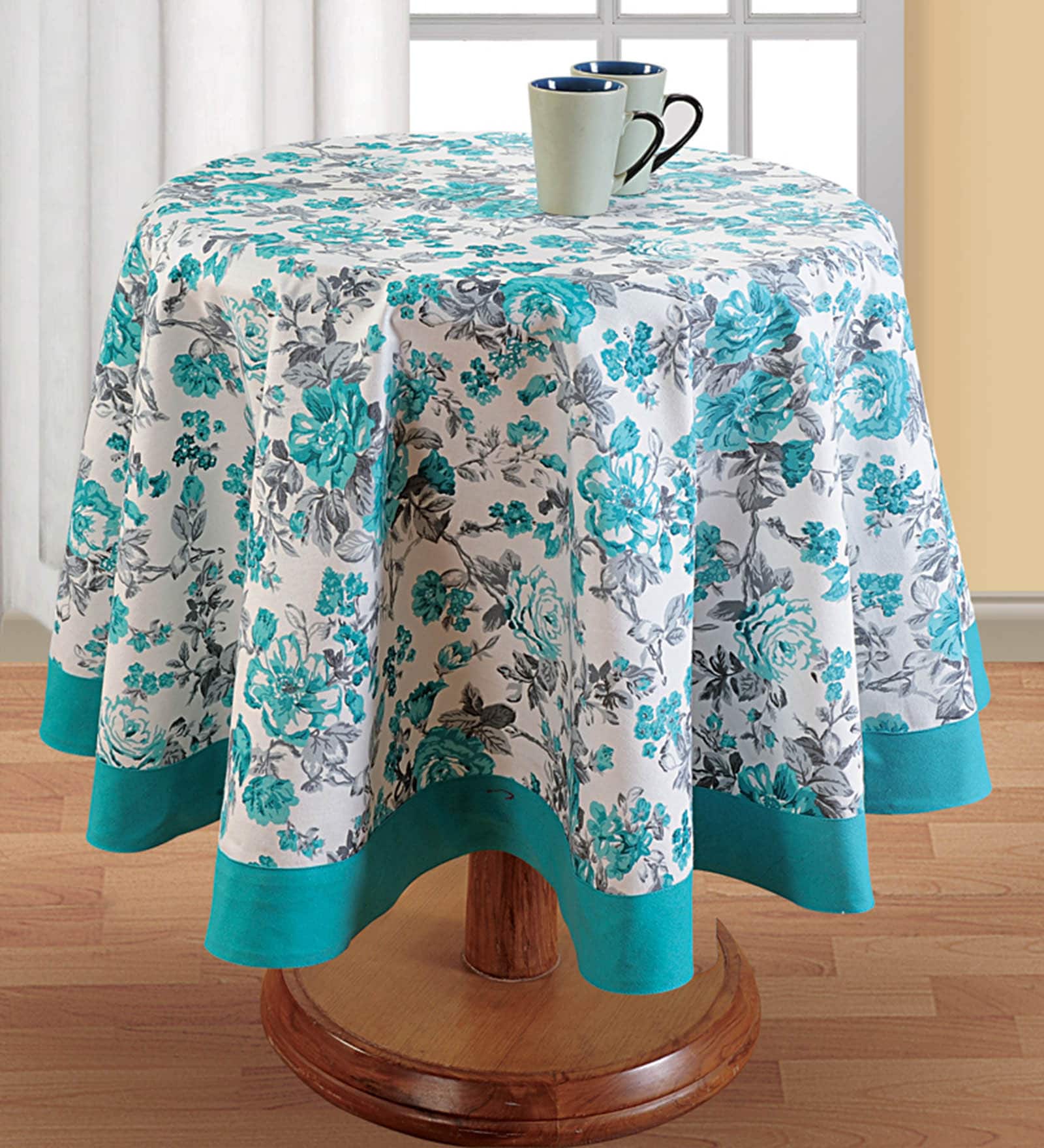 Libra Blue & White Cotton Table Cloth