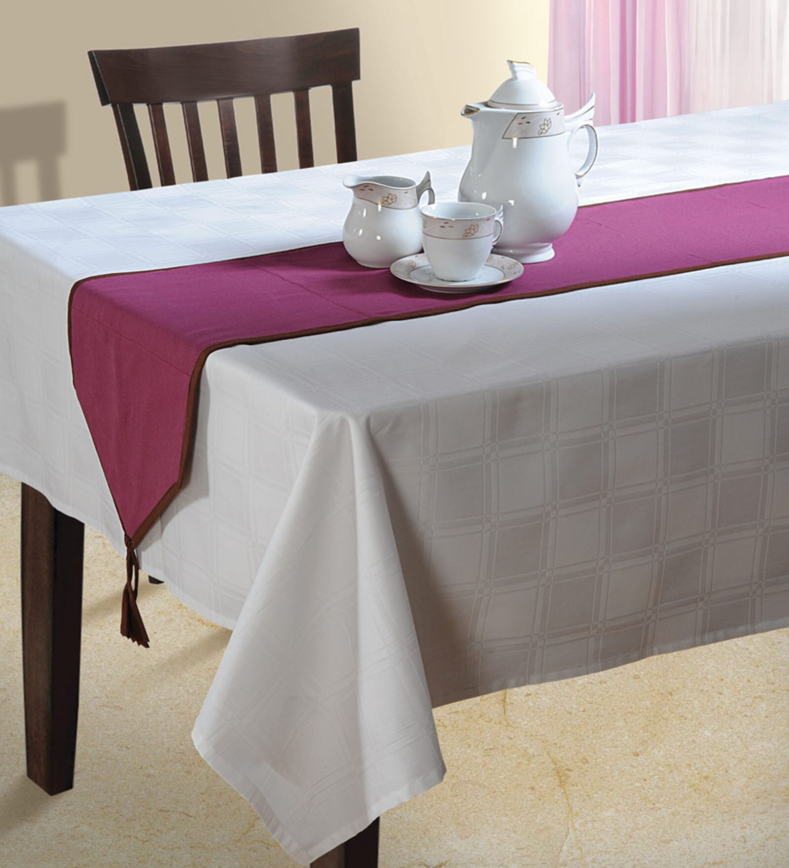 Eugene Wine Red Cotton Table Runner