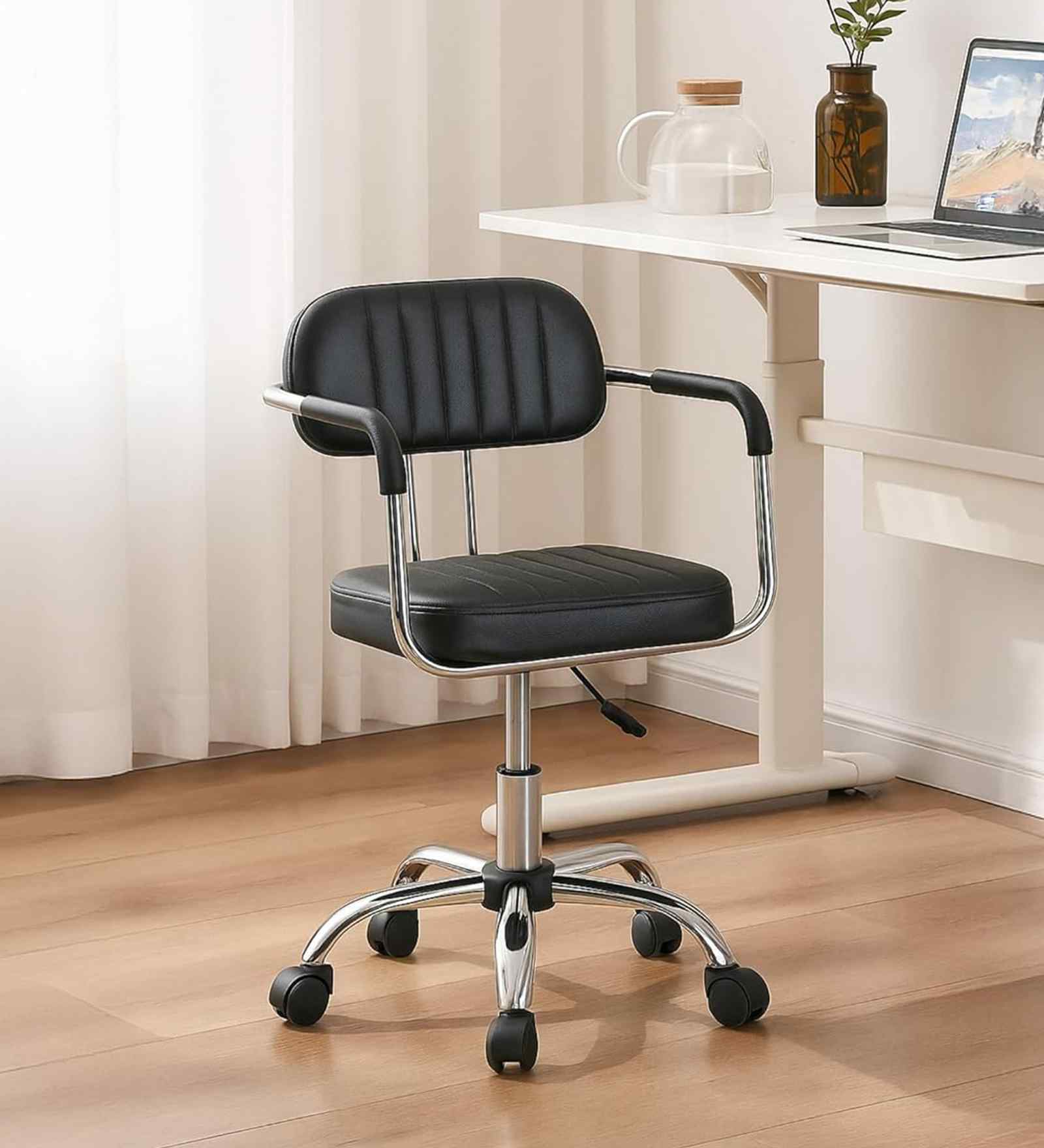 Swift Leatherette Guest Chair In Black Colour