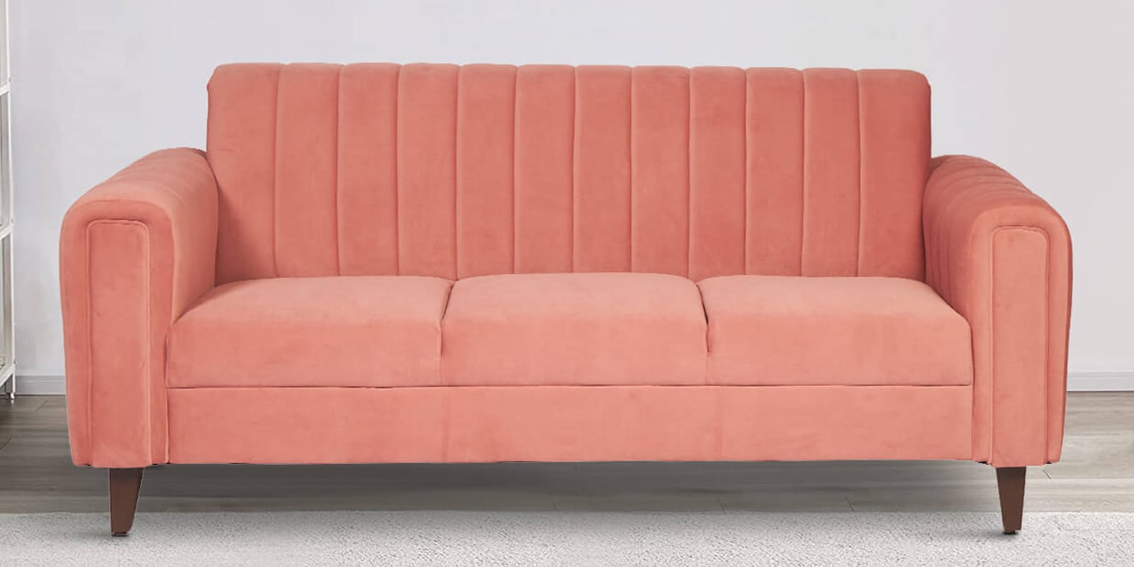 Swank Fabric 3 Seater Sofa In Peach Colour
