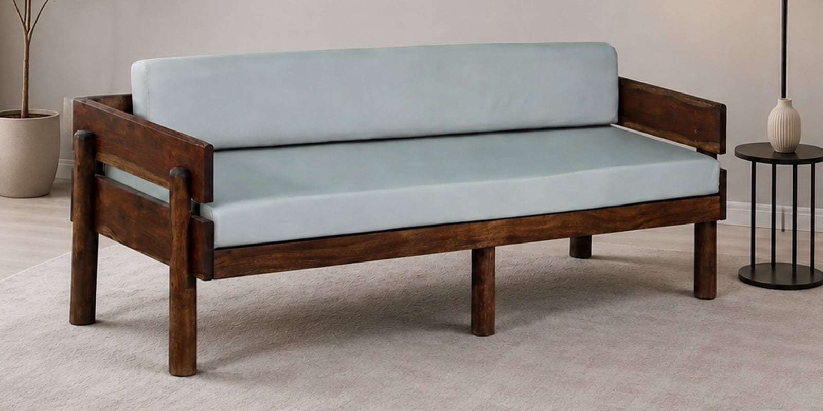Swoon Sheesham Wood 3 seater Sofa in Provincial Teak Finish Swoon Sheesham Wood 3 seater Sofa in Provincial Teak Finish