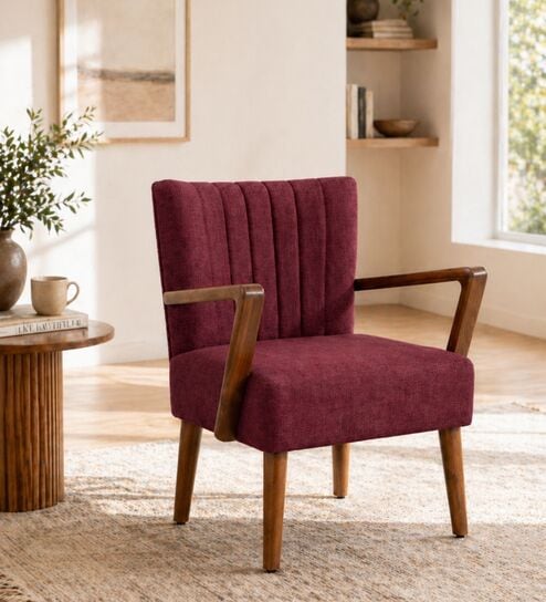 Swan Arm Chair In Plum Red Colour