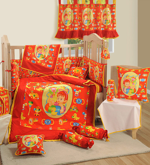 Buy Red Baby 7 Piece Crib Bedding Set By Swayam Online Baby