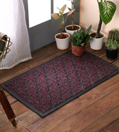 Buy Purple Rubber Coir 30 X 18 Inch Panama Geometric Door Mats