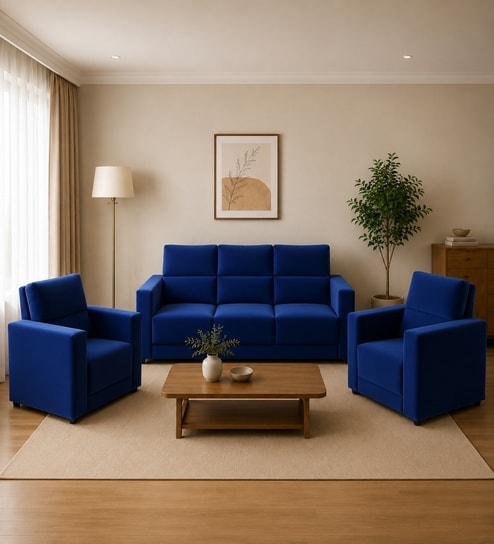 Swiss (3+1+1) Seater Sofa In Blue Color