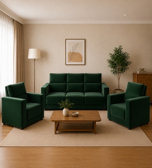 Swiss (3+1+1) Seater Sofa In Green Color