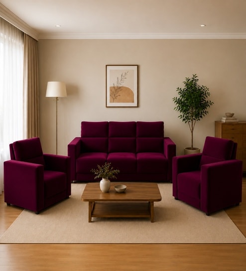 Swiss (3+1+1) Seater Sofa In Maroon Color