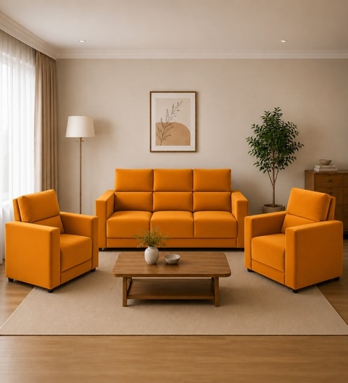 Swiss (3+1+1) Seater Sofa In Mustard Color