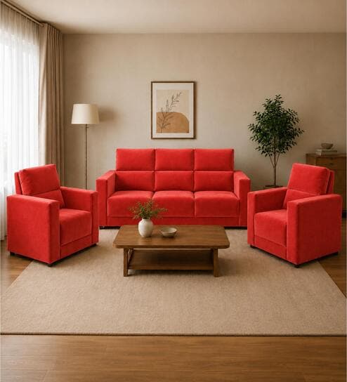 Swiss (3+1+1) Seater Sofa In Rose Color