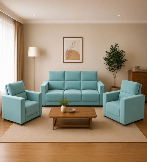Swiss (3+1+1) Seater Sofa In Teal Color