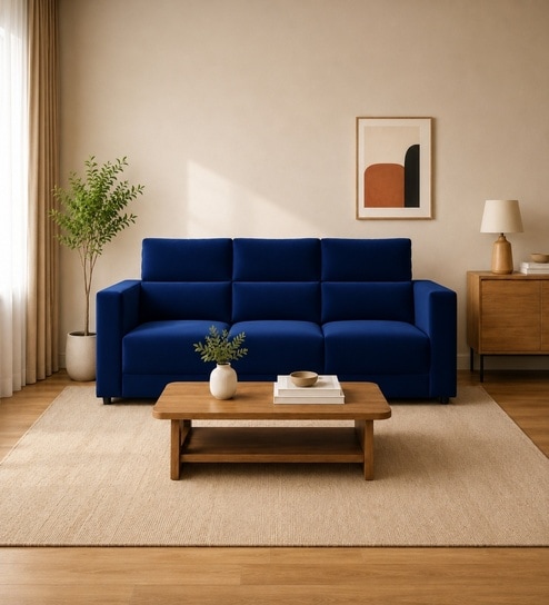 Swiss 3 Seater Sofa In Blue Color