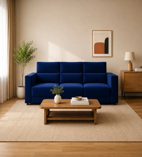 Swiss 3 Seater Sofa In Blue Color