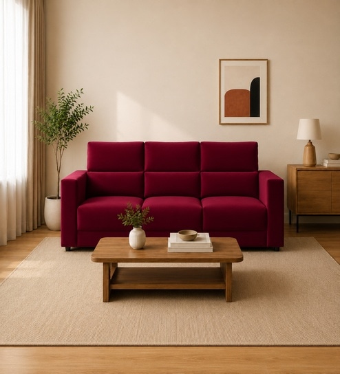 Swiss 3 Seater Sofa In Maroon Color