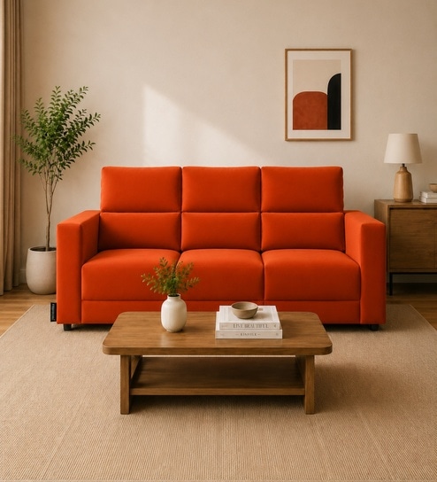 Swiss 3 Seater Sofa In Orange Color