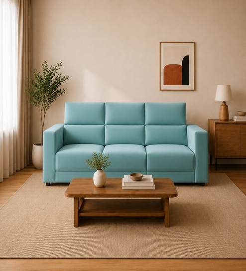Swiss 3 Seater Sofa In Teal Color