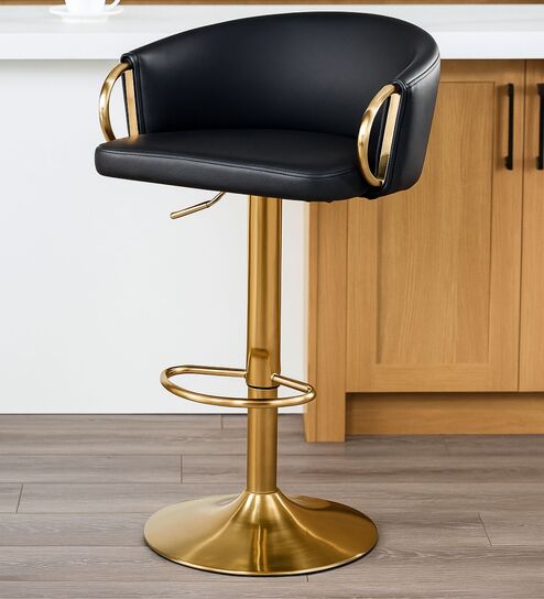 Swivel Bar Chair In Black Color