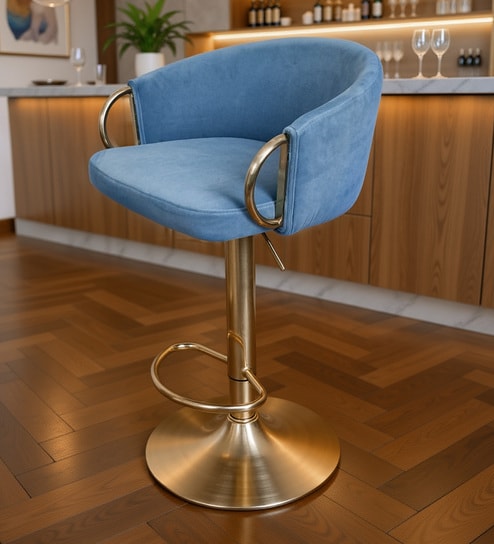 Swivel Bar Chair In Blue Color