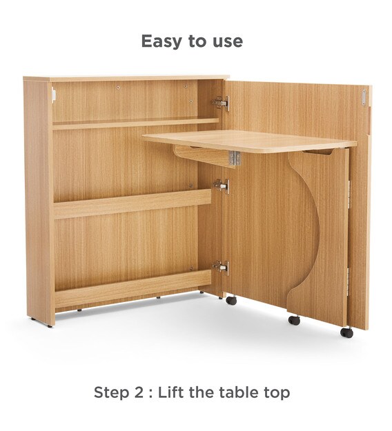 Buy Switch Foldable Study Table with Wheels in Teak Finish by Duroflex