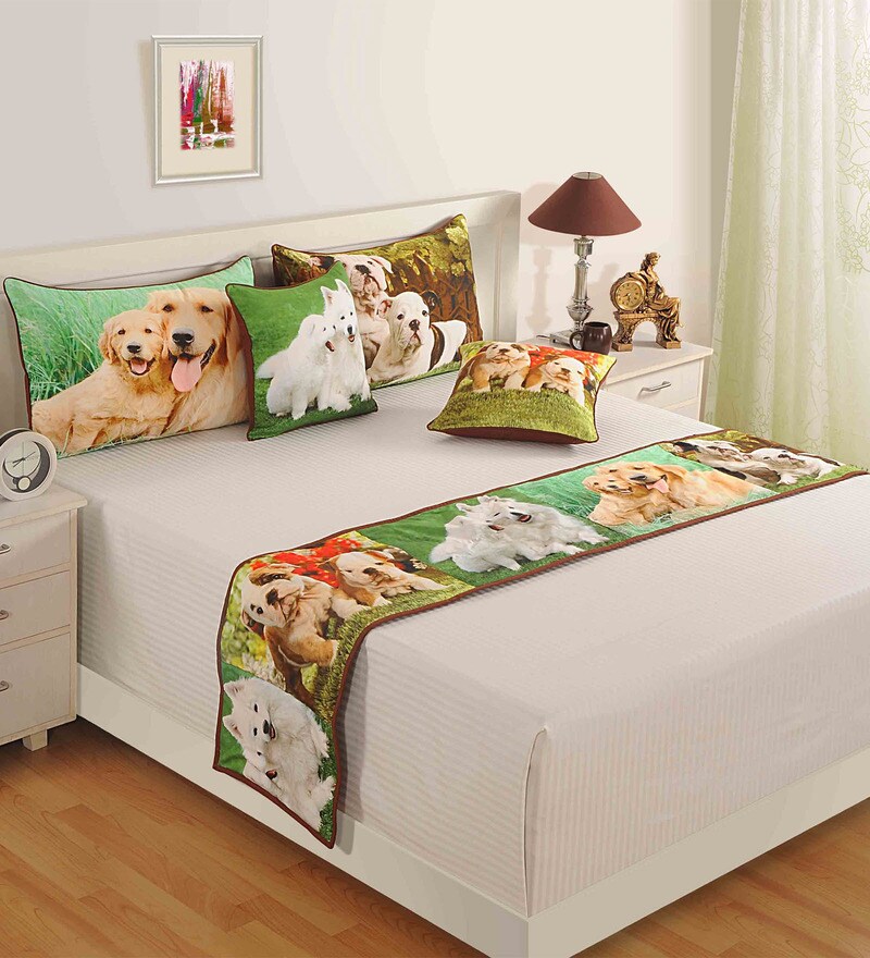Buy Swayam Dog Pairs Bed Runner Pillow Cushion Set Online