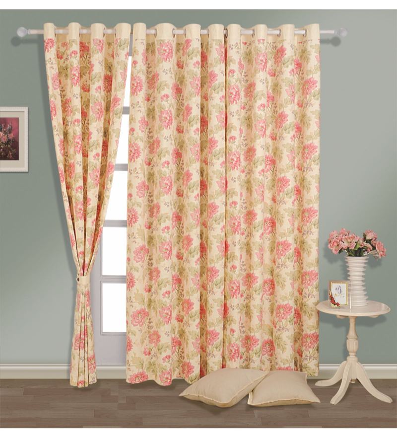 Buy Cream 100 Cotton 60 X 54 Inch Floral Premium Lining Printed