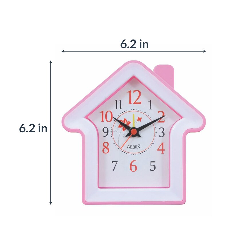 Buy Sweet Home Analog Alarm Table Clock in Pink by Arrex Online Kids