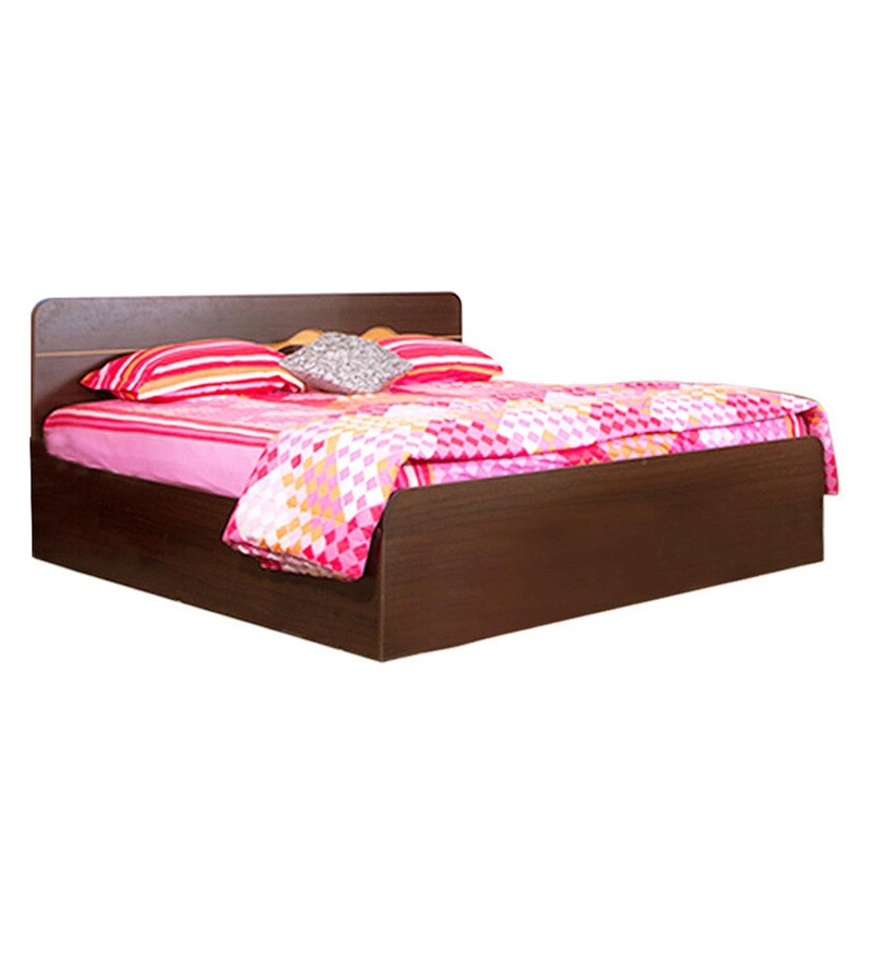 Buy Swirl King Size Bed with Storage in Denver Oak Finish by Hometown