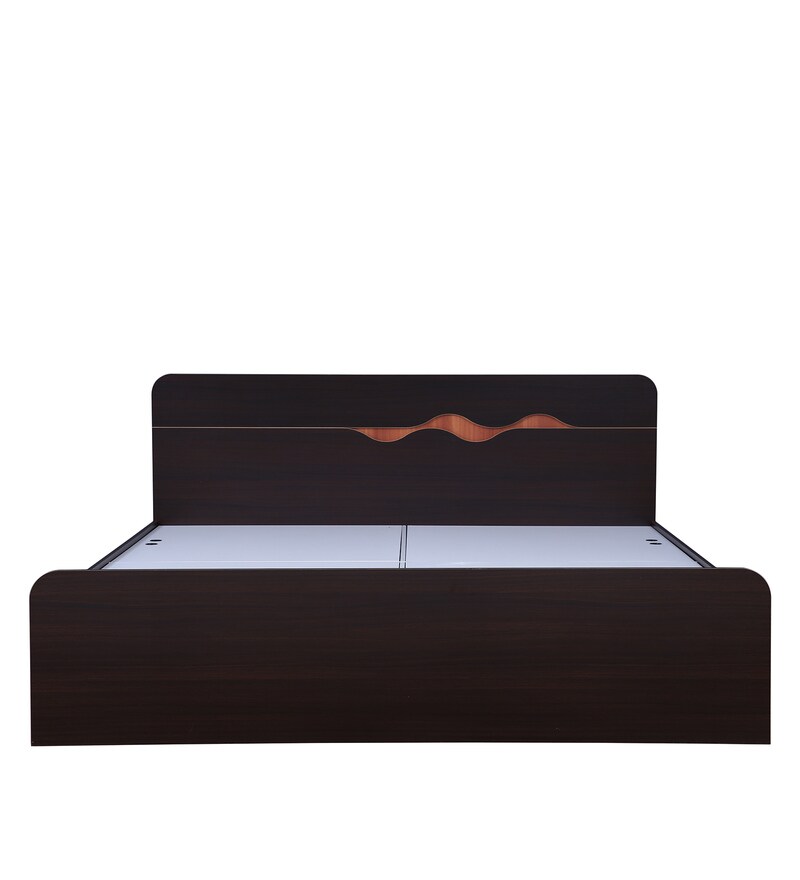 Buy Swirl Queen Size Bed in Denver Oak Finish with Box Storage Online