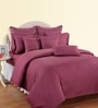 Swayam Self-Striped Purple Cotton Bed Sheet