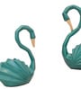 Swan Love Birds Green Resin Figurine