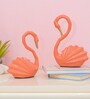 Swan Love Birds Saffron Resin Figurine