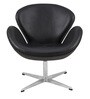 Swan Leatherette Lounge Chair in Black Colour