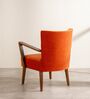 Swan Teak Wood Arm Chair on Red fabric
