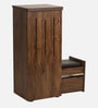 Kasper Shoe Rack with Seating in Brown Teak Matte Finish