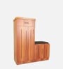 Swann Shoe Rack with Seating in Tan Finish