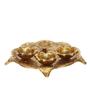 Swastik Metal Pooja Thali with attached 4 Diyas (Gold)