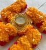 Swastik Yellow Engineered Wood Diya