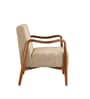 Sway Teak Wood Arm Chair in Brown Fabric
