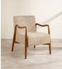 Sway Teak Wood Arm Chair in Brown Fabric