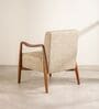 Sway Teak Wood Arm Chair in Brown Fabric