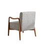 Sway Teak Wood Arm Chair in Grey Fabric