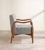 Sway Teak Wood Arm Chair in Grey Fabric