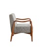 Sway Teak Wood Arm Chair in Grey Fabric