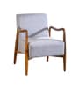 Sway Teak Wood Arm Chair in Misty Grey Fabric