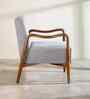 Sway Teak Wood Arm Chair in Misty Grey Fabric