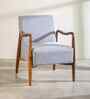 Sway Teak Wood Arm Chair in Misty Grey Fabric
